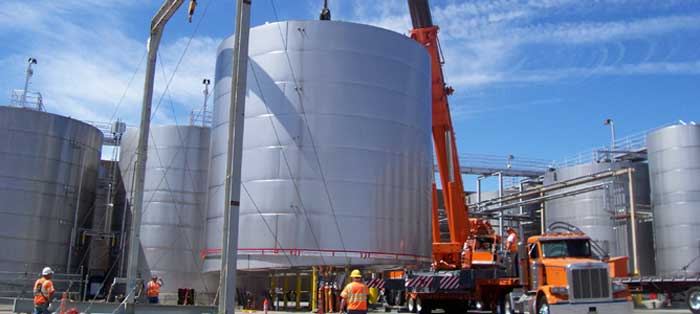 field built stainless wine tanks