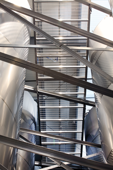 Winery Aluminum Catwalk Close Up From Below